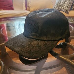 Gucci Black GG Monogram Nylon Baseball Cap | Logo Patch | Adjustable Strap
